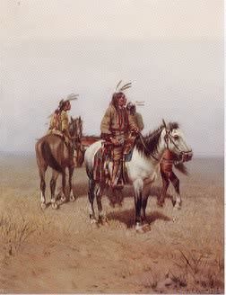 Three Plains Indians on Horseback, 1892