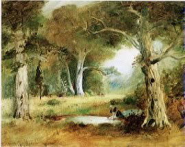 A Woman Washing at a Pond in a Landscape