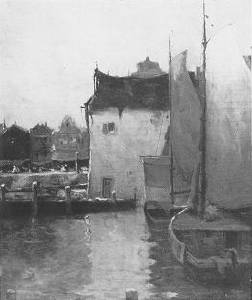 Sailboats Along a Dutch Canal