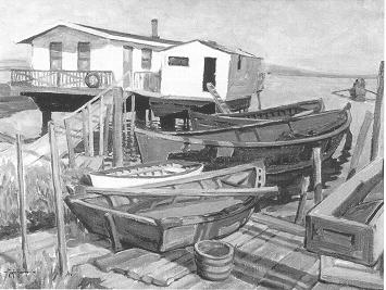 Sample artwork by Justin Faivre (1902 - 1990), known for landscape, portrait, later abstract - View similar artists and auction records