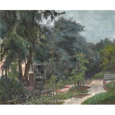Sample artwork by Ben Carre (1883 - 1978), known for movie set design, regional cityscape watercolor painting - View similar artists and auction records
