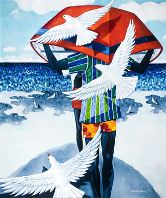 Dove Beach by Jonathan Green - Auction record, sale price, and art valuation. Compare with similar artists and explore comparable artworks.