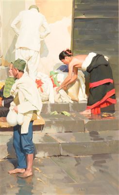 Sample artwork by Kang Cho (1953 - 2021), known for figure, genre, landscape, and still-life painting - View similar artists and auction records