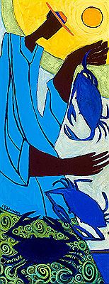 Sample artwork by Mandy Johnson (Born 1952), known for distorted black male figure paintings - View similar artists and auction records