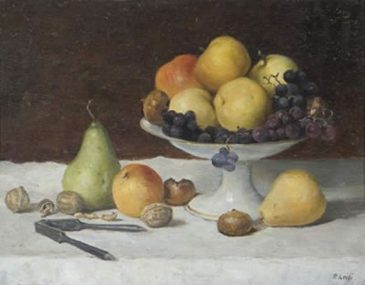 Natura morta di frutta con vaso