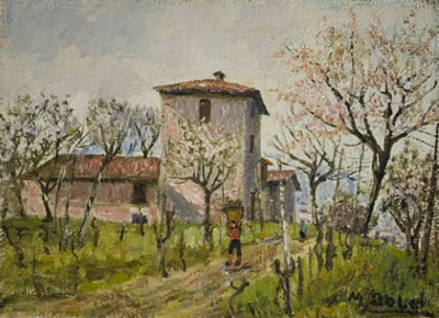 Cascinale sui ronchi e contadino