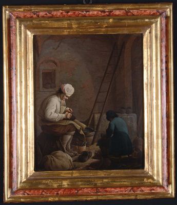 Scene da interno con figure (a pair)