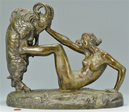 Diana the huntress wrestling a ram