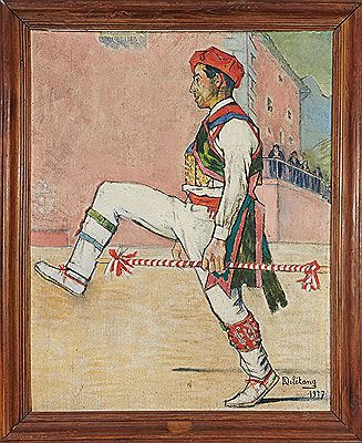 Un Chef Dantzaris (ou danseur Basque) by Robert Adrien Deletang - Auction record, sale price, and art valuation. Compare with similar artists and explore comparable artworks.