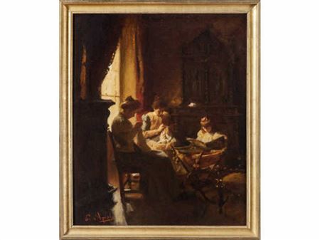 La couture en famille. by Edouard D'Apvril - Auction record, sale price, and art valuation. Compare with similar artists and explore comparable artworks.