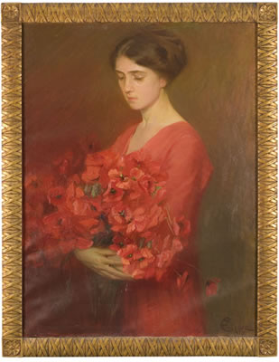 Ritratto di donna con papaveri