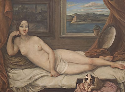 Nudo di donna distesa in interno