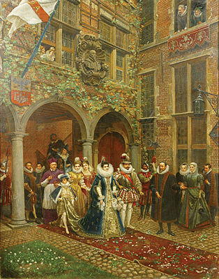 Isabella d'Espagne & Albrecht VII d'Autriche en visite chez Plantin-Moretus, Gulden Passer
