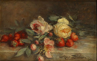 Stilleven met rozen en aardbeien / Nature morte aux roses et fraises