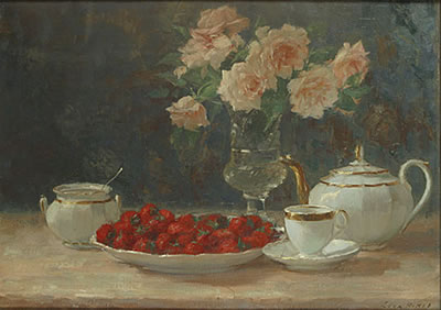 Stilleven met rozen en aardbeien / Nature morte aux roses et fraises