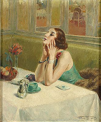 Dame in een café