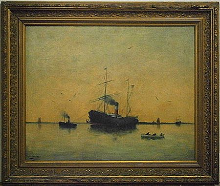 Bateau à vapeur à l'entrée du port