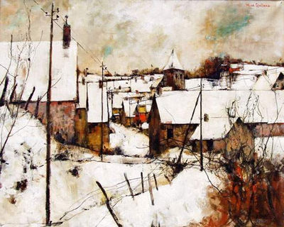 Sample artwork by Michel De Gallard (1921 - 2007), known for abstract architectural views - View similar artists and auction records