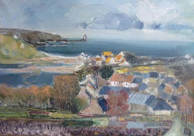 Bord de mer et village en Bretagne