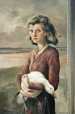 Portrait of Miss Elizabeth Jane Howard as Fritha, holding the Snow Goose