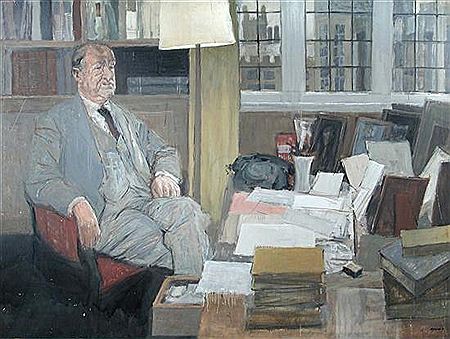 Portrait of Lord 'Rab' Butler in his study at Trinity College, Cambridge by Hans Schwarz - Auction record, sale price, and art valuation. Compare with similar artists and explore comparable artworks.
