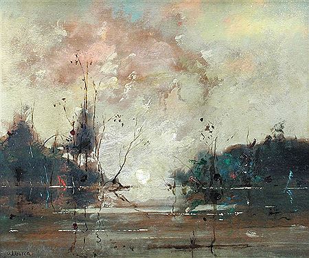 Lake Landscape with Clouds