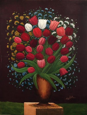 Tulipes et fleurs des champs