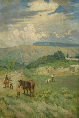 Escena con campesinos by Adolfo Carlo Barone - Auction record, sale price, and art valuation. Compare with similar artists and explore comparable artworks.