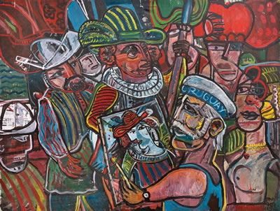 Los conquistadores con autorretrato