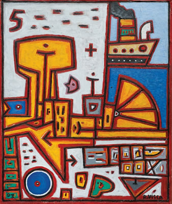 Composición con barco by Rodolfo Visca - Auction record, sale price, and art valuation. Compare with similar artists and explore comparable artworks.