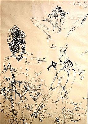 Estudio desnudos sobre papel