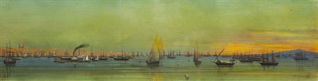 VAPORES Y VELEROS EN LA BAHIA DE MONTEVIDEO