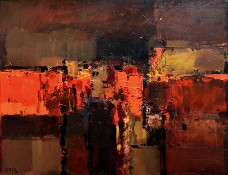 ABSTRACTO CON FONDO ROJO
