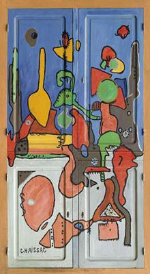 GRANDE PORTE DE BOIS PEINT, 1953