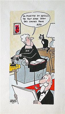 "La minette du dessus te fait dire bien des choses pour 1970."