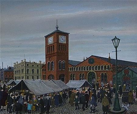 Figures in a market square