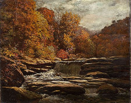 River landscape with waterfall