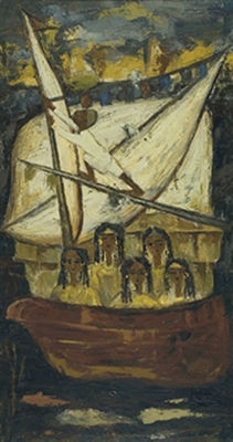 Girls on a Felucca by Tahia Halim - Auction record, sale price, and art valuation. Compare with similar artists and explore comparable artworks.