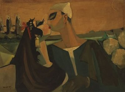 Sample artwork by Adham Wanly (1908 - 1959), known for theater, circus and caricature painting - View similar artists and auction records
