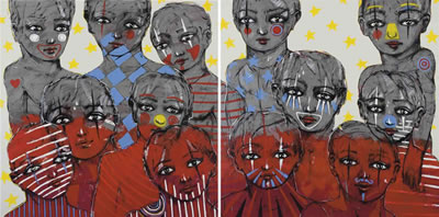 Sample artwork by Mohannad Orabi (Born 1977), known for whimsical self portrait painting - View similar artists and auction records