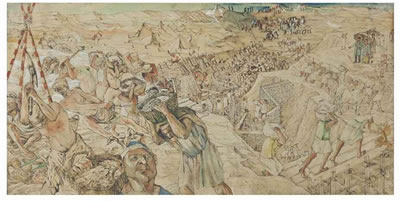 Sample artwork by Abdel Hadi El-Gazzar (1925 - 1966), known for contemporary painting, surrealism, mysticism - View similar artists and auction records