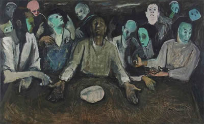 Sample artwork by Hassan Soliman (1928 - 2008), known for painter, writer, and illustrator; inspired by leonardo da vinci, goya, and picasso - View similar artists and auction records