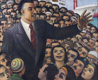 Al Zaim w Ta'mim Al Canal (Nasser and the Nationalisation of the Canal) by Hamed Owais - Auction record, sale price, and art valuation. Compare with similar artists and explore comparable artworks.