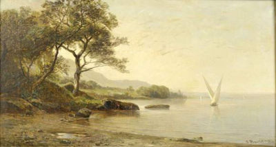 Sample artwork by Amedee Baudit (1825 - 1890), known for water scene painting with wooden boats, atmospherics - View similar artists and auction records