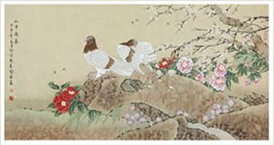 PIGEON AND FLOWERS