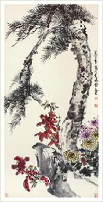 PINE TREE AND CHRYSANTHEMUM