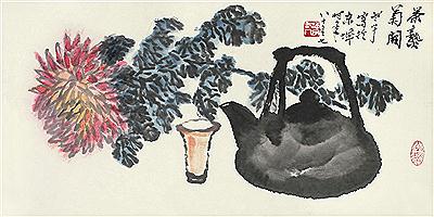 CHRYSANTHEMUM AND TEAPOT