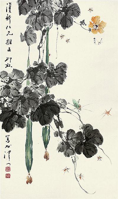 GRASSHOPPER AND FLOWERS