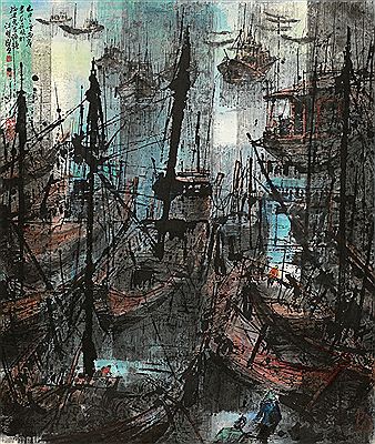 Sample artwork by Mingxian Jiang (Born 1942), known for abstract painting of landscape, figurative, landmarks ink on paper drawing, teaching - View similar artists and auction records