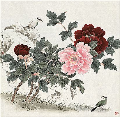 PEONY AND BIRDS